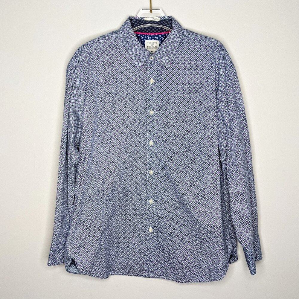 Society of Threads Blue Floral Button Up Shirt XL